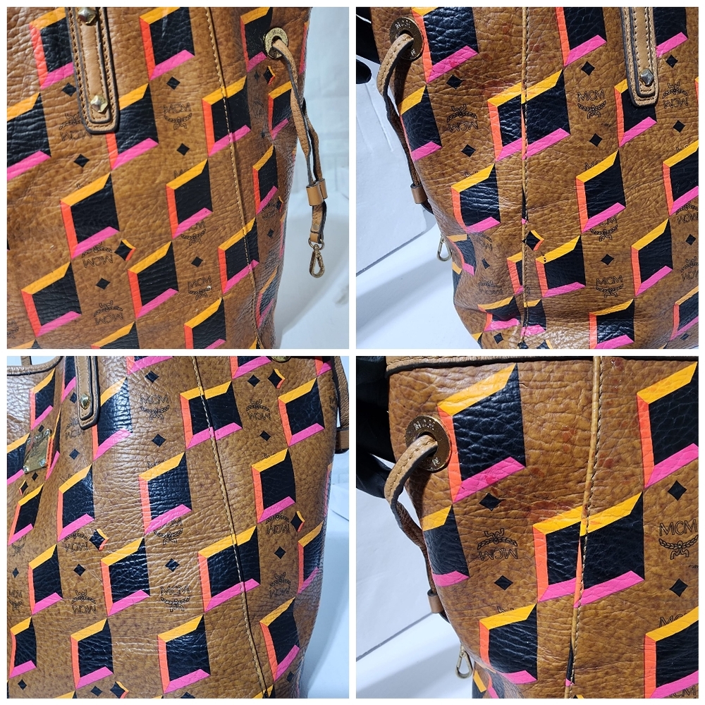 MCM Brown and Pink Geometric Tote - Picture 9 of 13